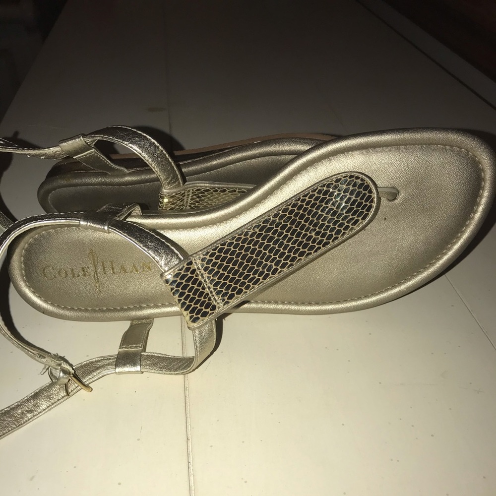 WORN ONCE-Cole Haan sandals w/snake skin inlet.